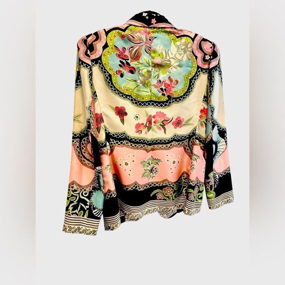 Etro silk detailed Floral pastel Multicolor Women's spring jacket blazer 46 - Picture 2 of 8